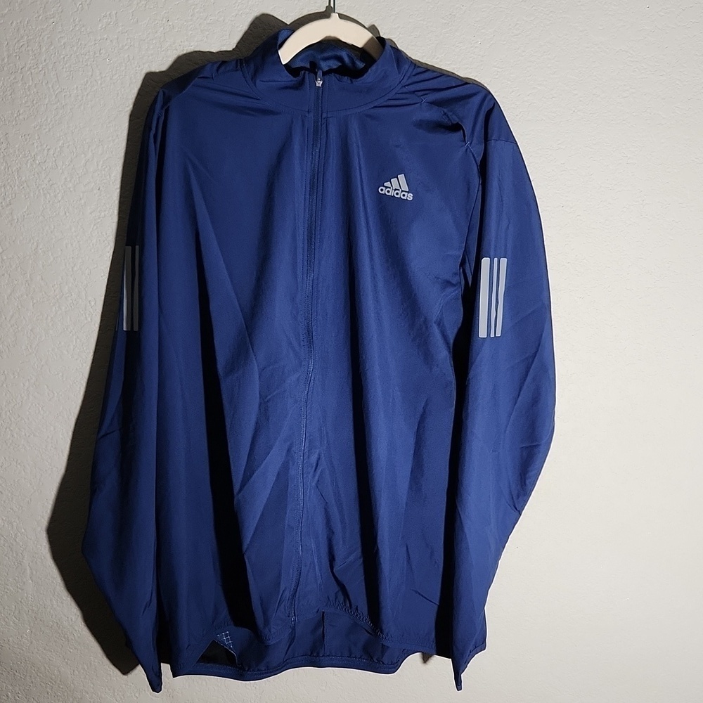 Adidas Running Jacket Men's Size M Blue Light Weight Windbreaker